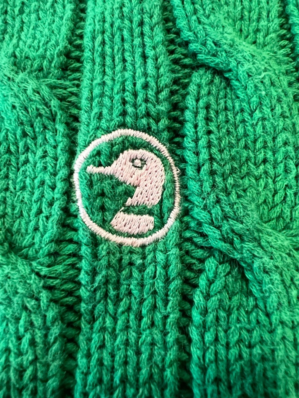 Vintage Duck Head Women's Green Cable Knit V-Neck Preppy Sweater - Picture 4 of 5